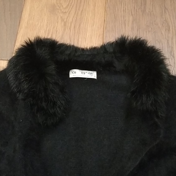 Angora cardigan with fur collar - Picture 3 of 4